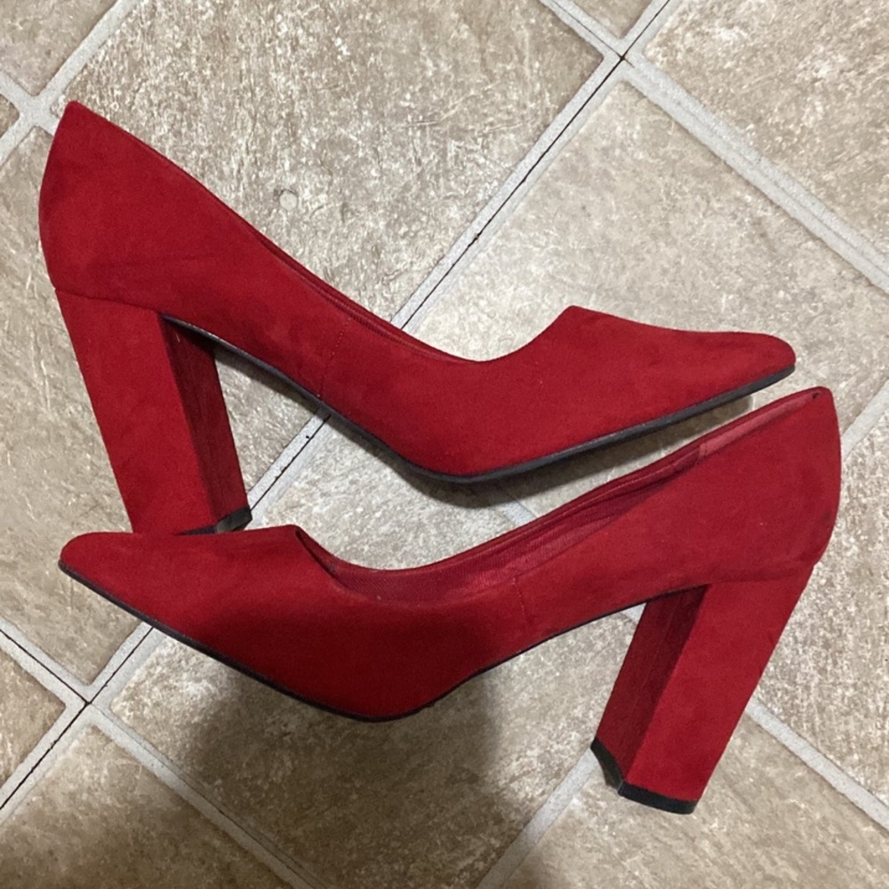 Red pointed heels